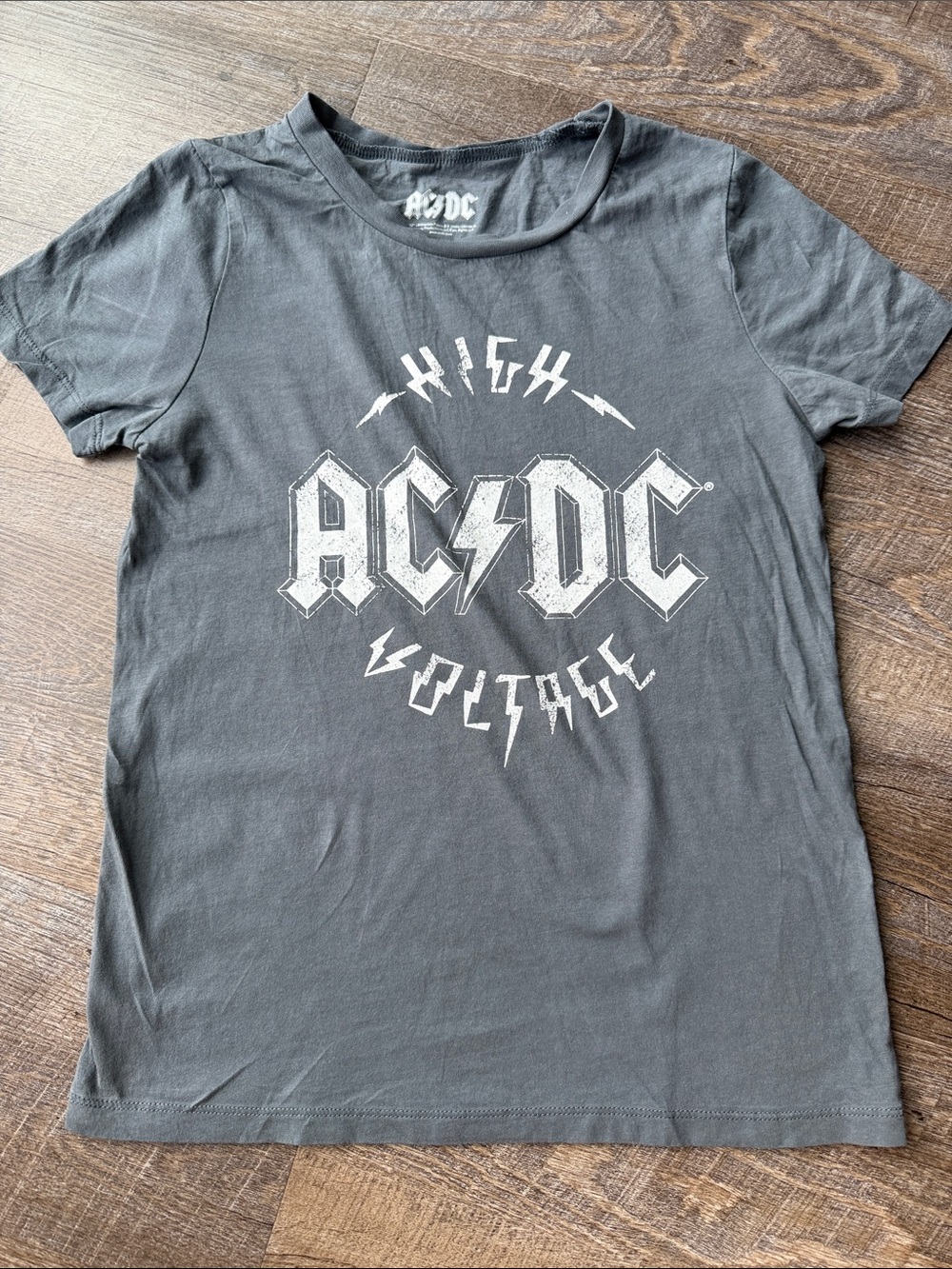AC/DC Black Short Sleeve Tee with White High Voltage Logo